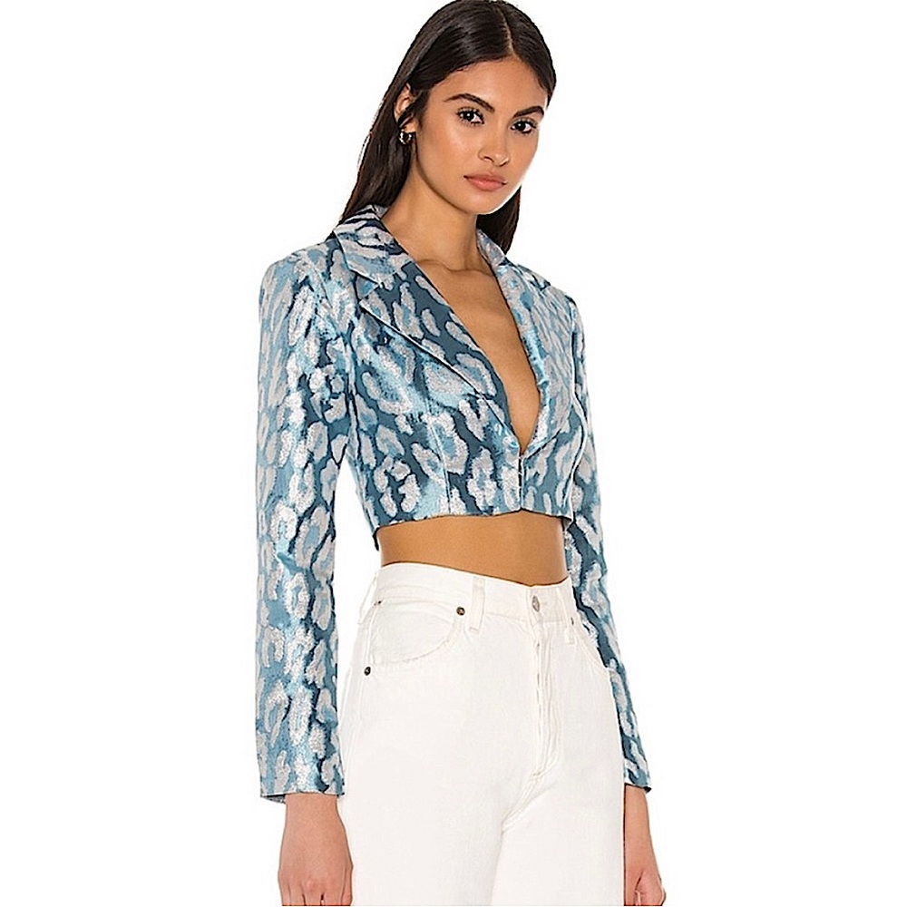 NWT NBD Hera Cropped Blazer | Color: Blue/Silver | Size: S|